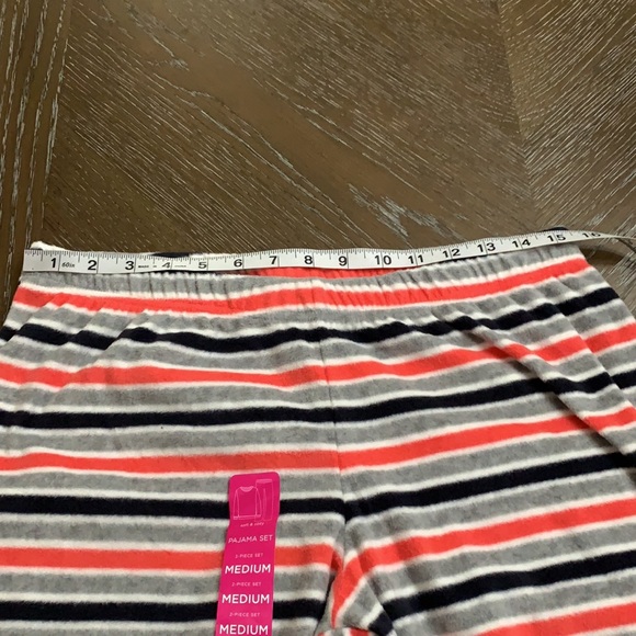SO gray/black/coral striped soft and comfy fleece pajama pants - Picture 11 of 13